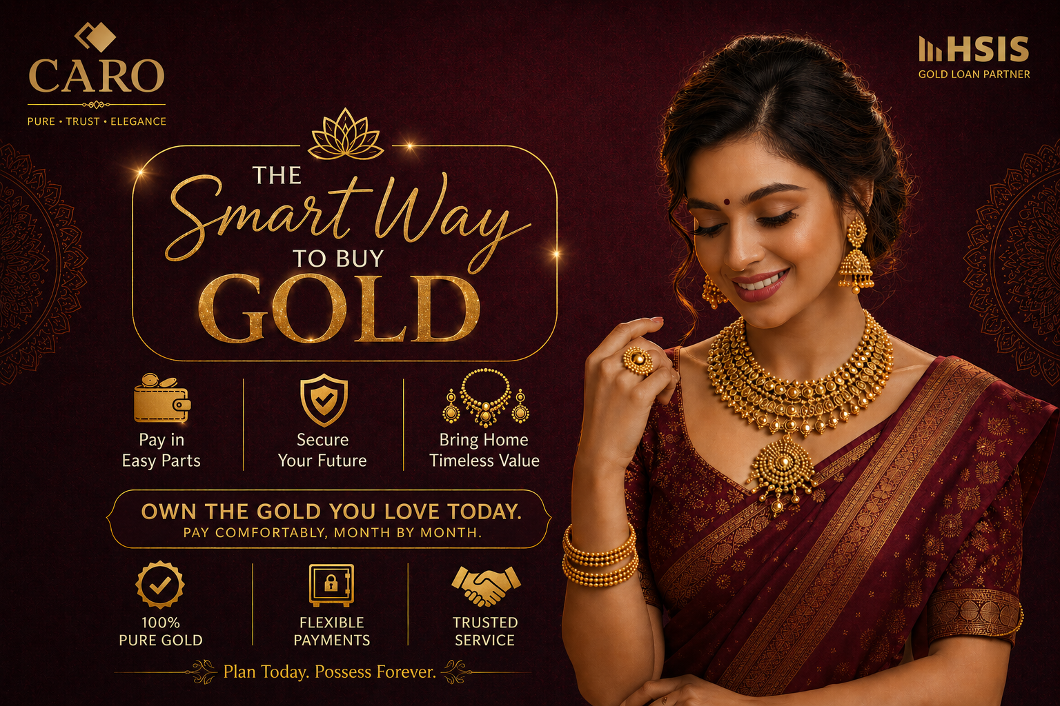 HSIS Gold Caro buy gold in easy installments with EMI options, pure gold, and trusted service.
